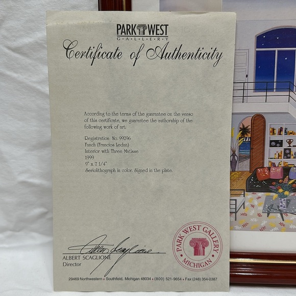 “Interior with Three Matisse” seriolithograph - Picture 7 of 10